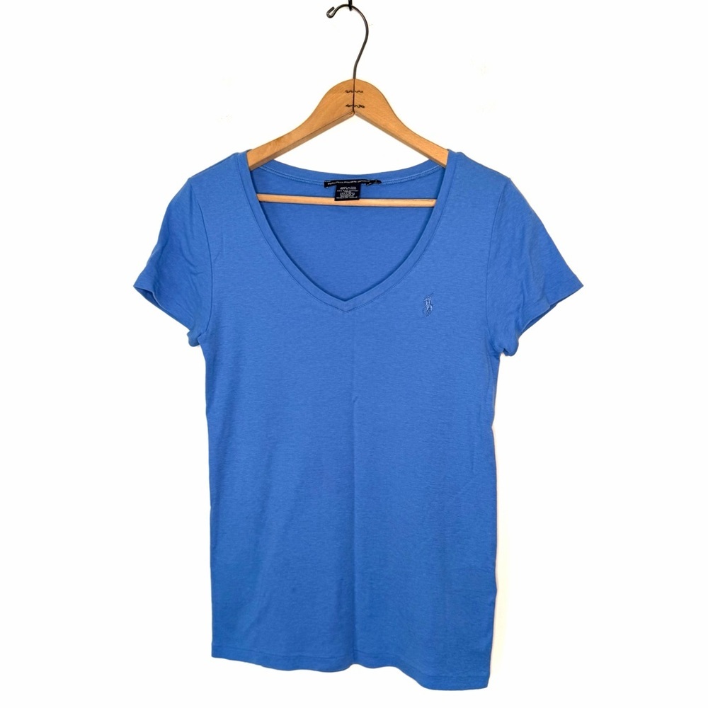 Ralph Lauren Sport Blue V-neck Short Sleeve Tee Size Large